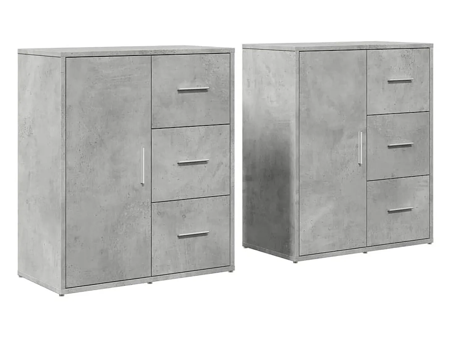 Aparadores 2 piezas gris hormigón 60x31x70 cm madera de ingeniería