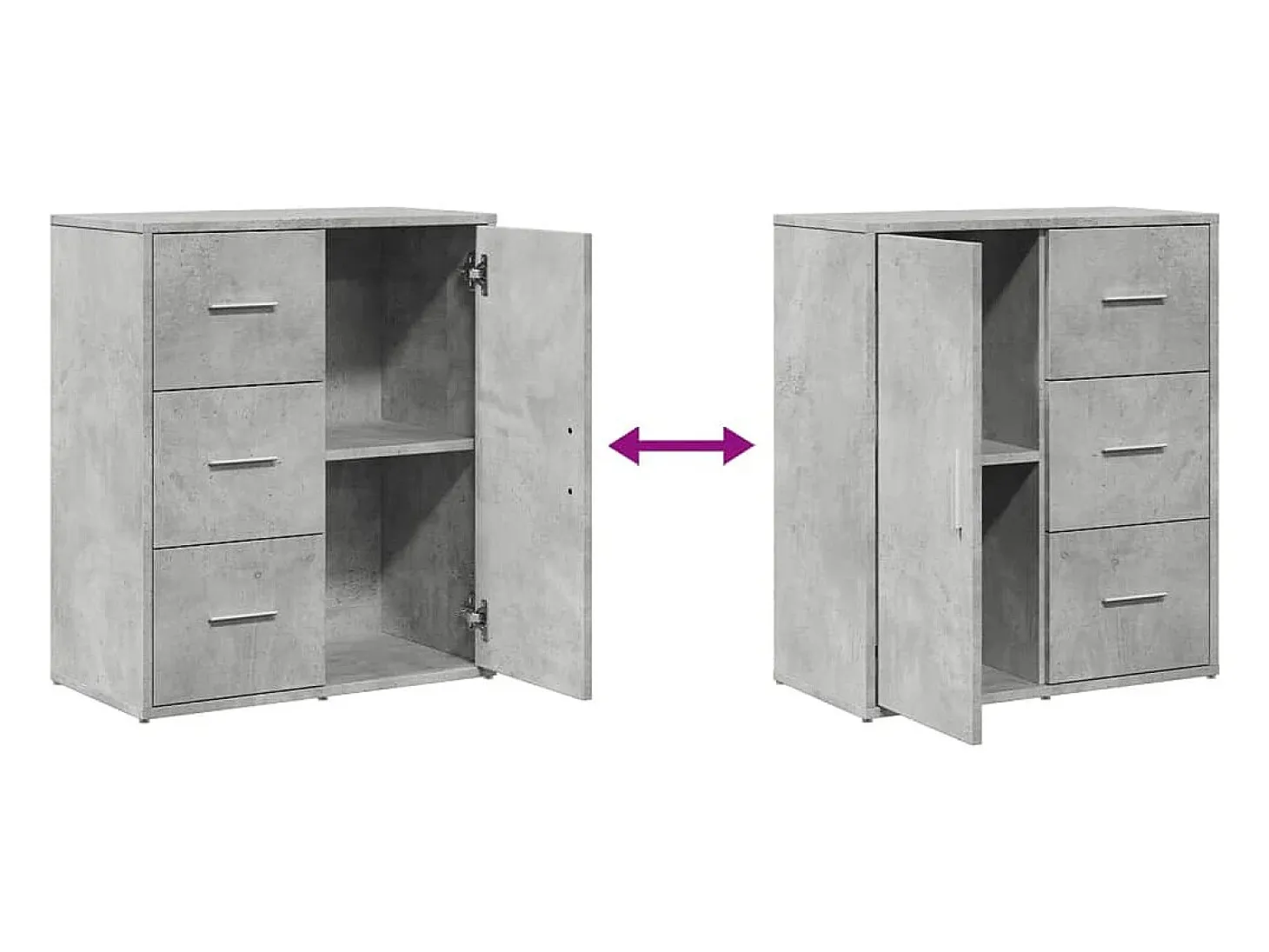 Aparadores 2 piezas gris hormigón 60x31x70 cm madera de ingeniería