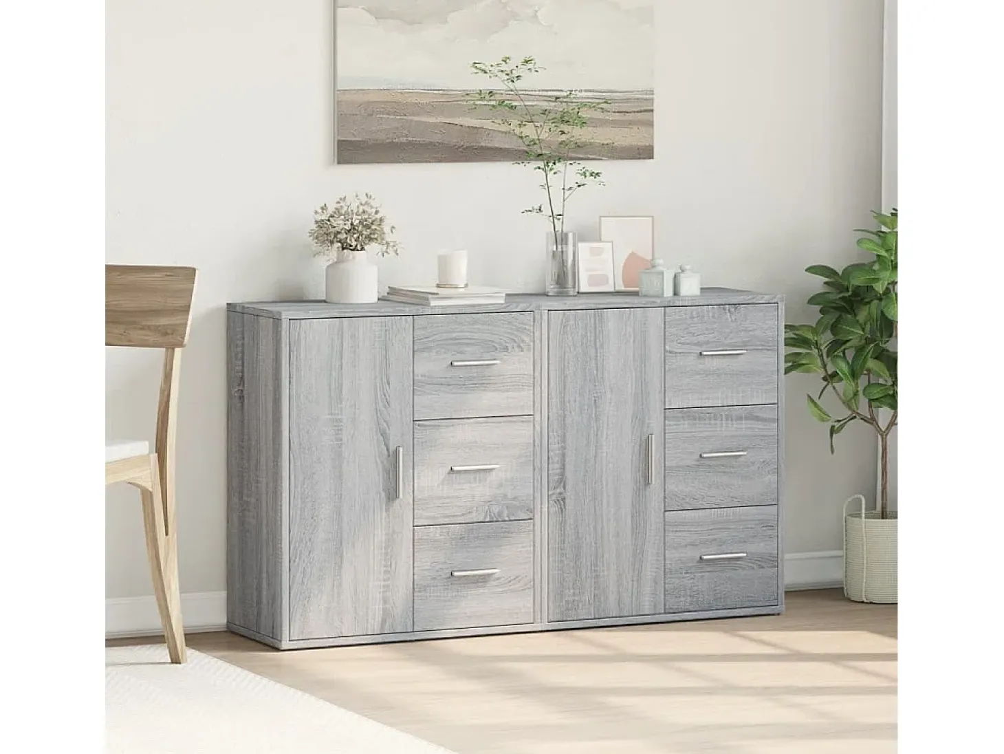 Aparadores 2 piezas gris sonoma 60x31x70 cm madera de ingeniería