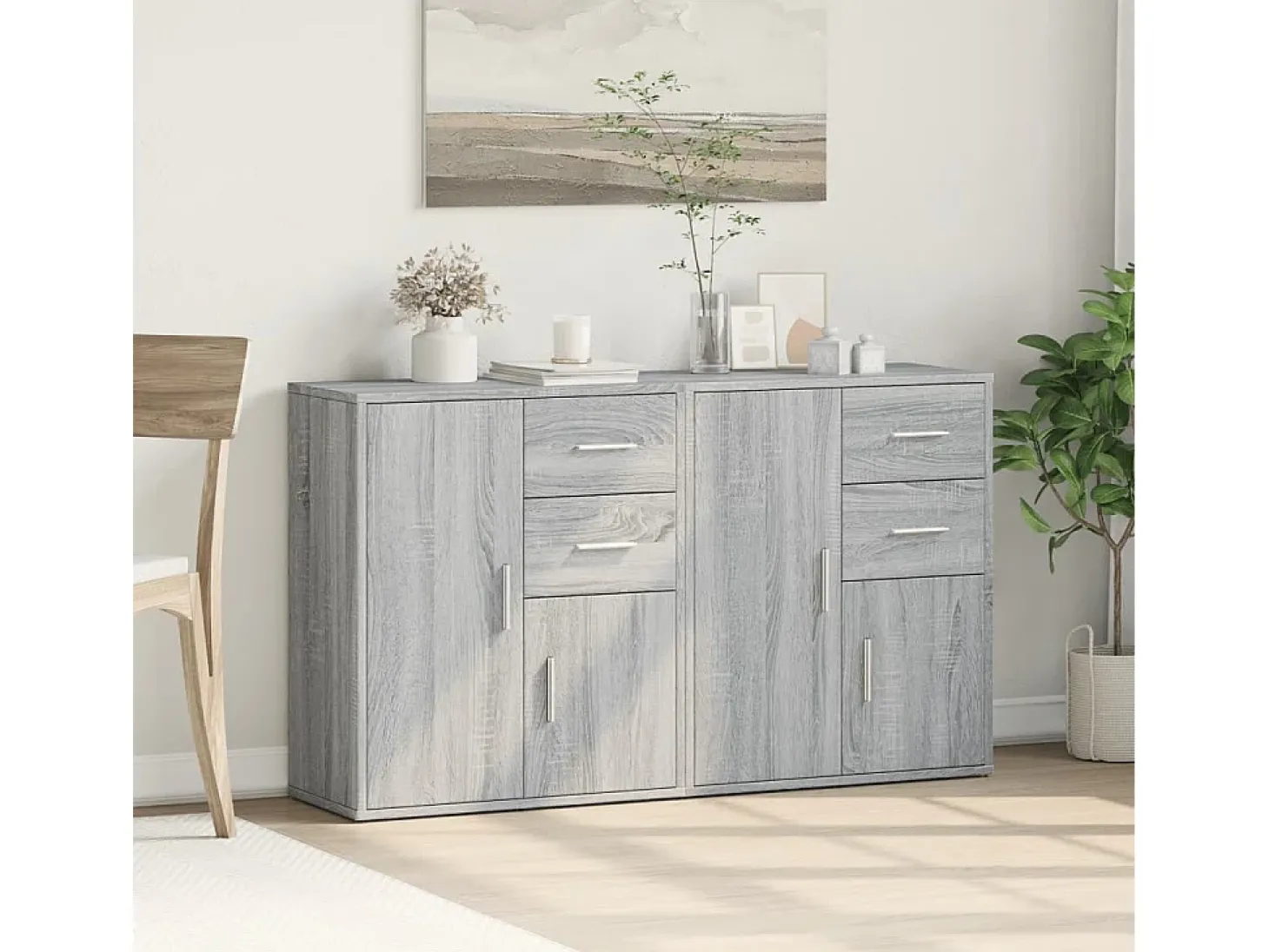 Aparadores 2 piezas gris sonoma 60x31x70 cm madera de ingeniería