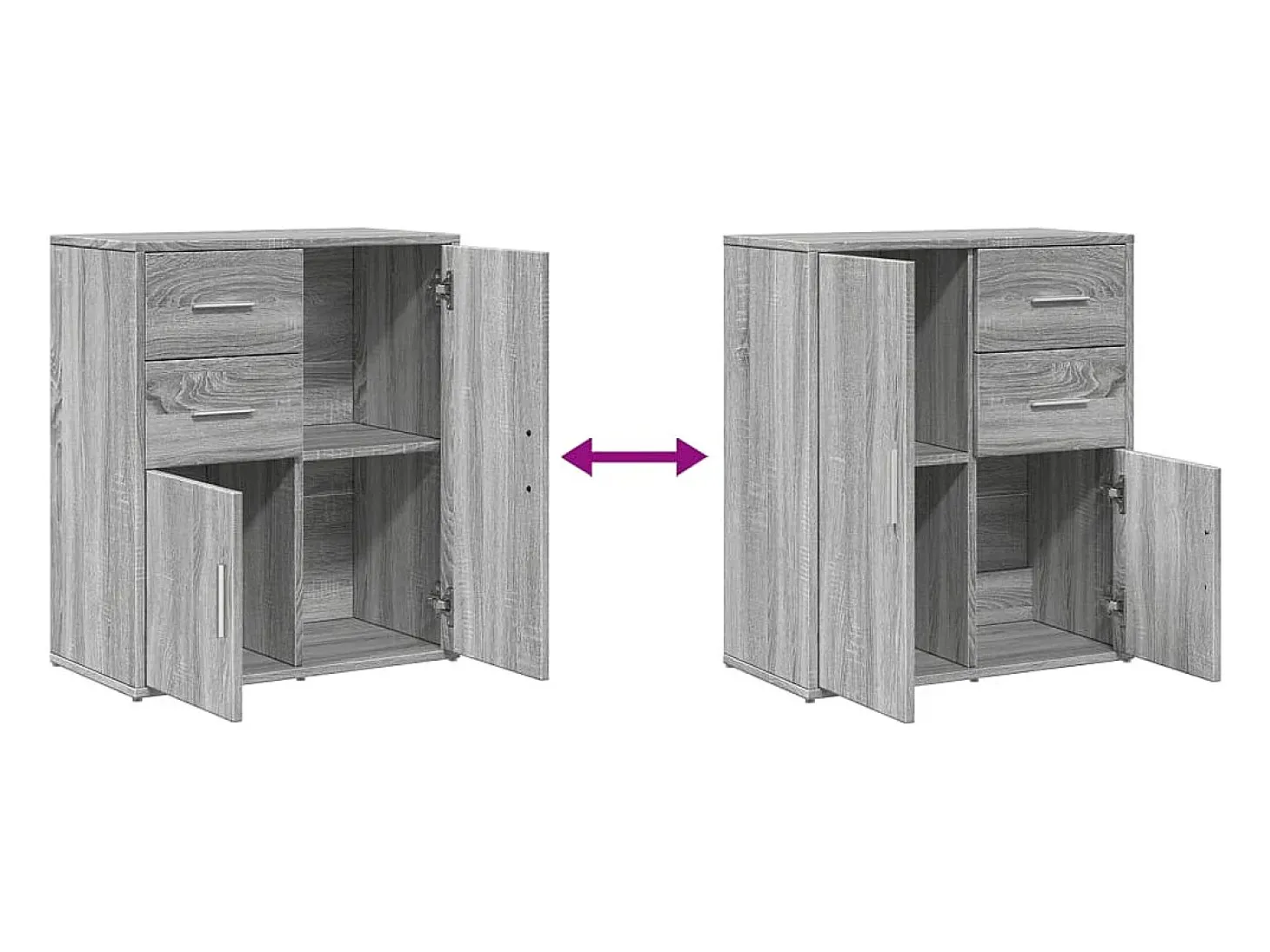 Aparadores 2 piezas gris sonoma 60x31x70 cm madera de ingeniería