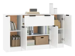 Aparadores 3 piezas madera contrachapada blanco ES14805