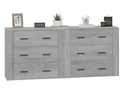 Aparadores 2 piezas madera contrachapada gris Sonoma