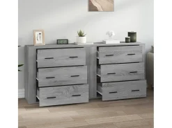 Aparadores 2 piezas madera contrachapada gris Sonoma