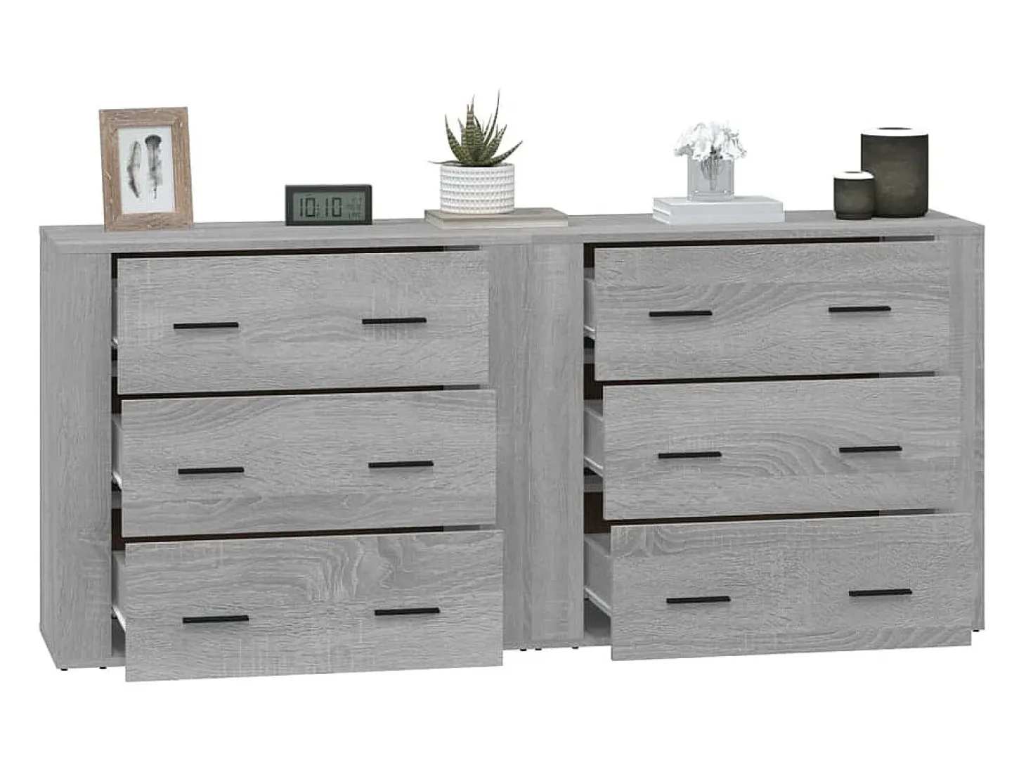Aparadores 2 piezas madera contrachapada gris Sonoma