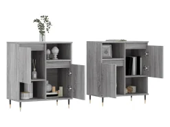 Aparadores 2 piezas madera contrachapada gris Sonoma
