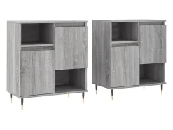 Aparadores 2 piezas madera contrachapada gris Sonoma