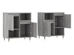 Aparadores 2 piezas madera contrachapada gris Sonoma