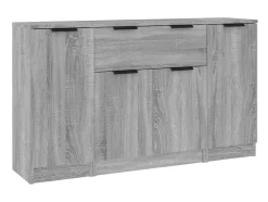 Aparadores 3 piezas madera contrachapada gris Sonoma ES77251