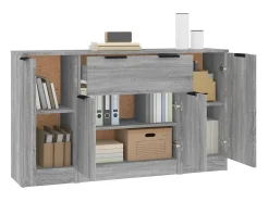 Aparadores 3 piezas madera contrachapada gris Sonoma ES77251