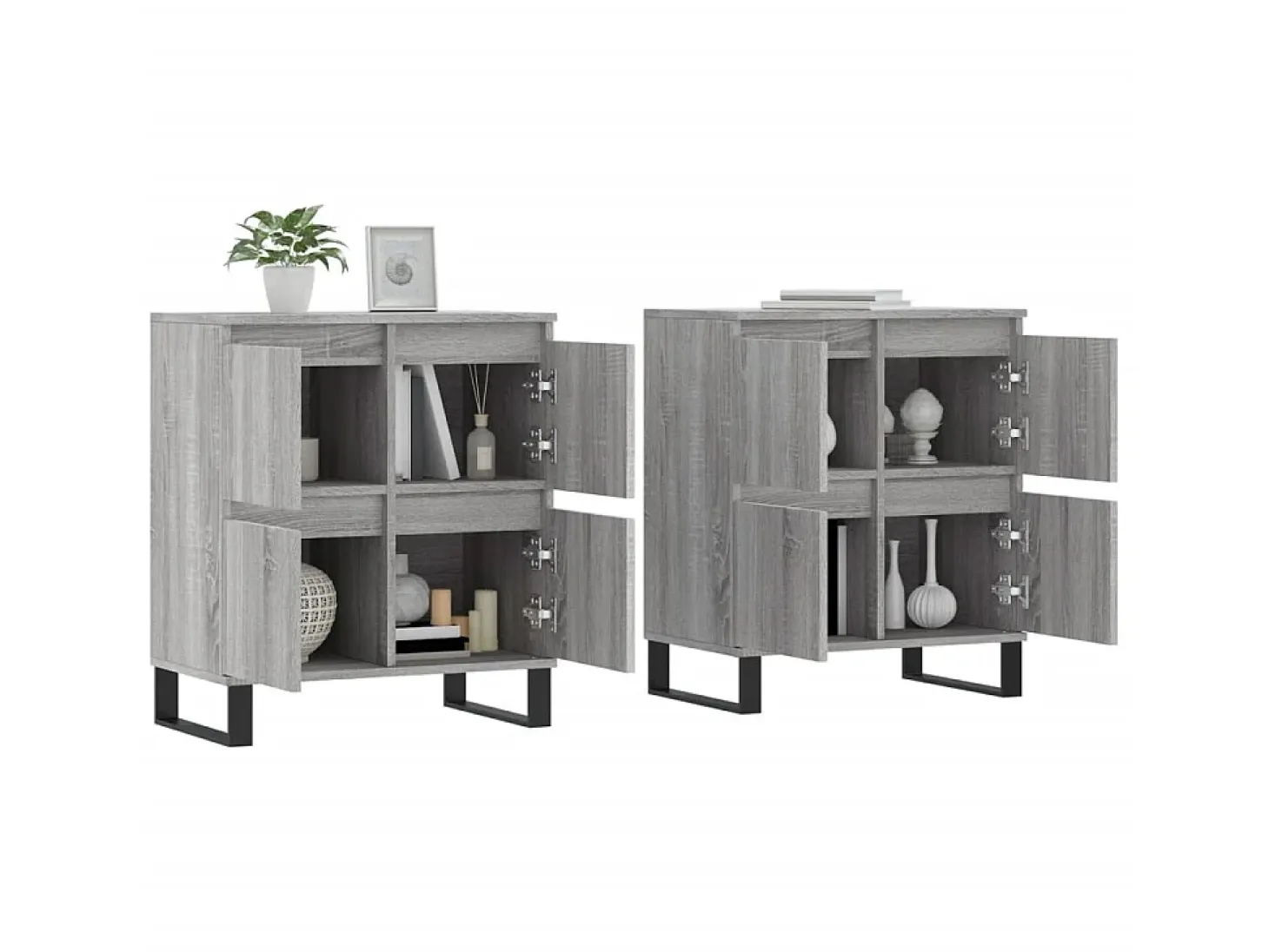 Aparadores 2 piezas madera contrachapada gris Sonoma ES36855