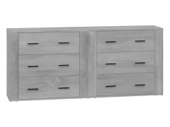 Aparadores 2 piezas madera contrachapada gris Sonoma
