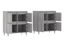Aparadores 2 piezas madera contrachapada gris Sonoma ES96949
