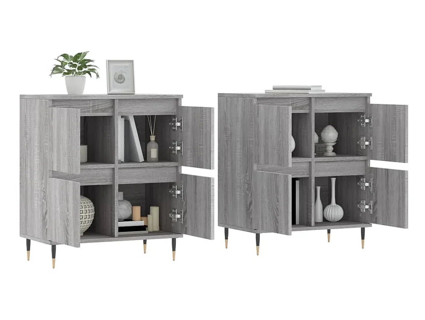 Aparadores 2 piezas madera contrachapada gris Sonoma ES96949