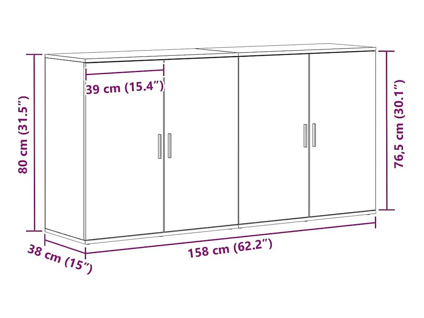 Aparadores 2 piezas Madera antigua 79x38x80 cm Madera de ingeniería