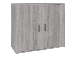 Aparadores 3 piezas madera contrachapada gris Sonoma