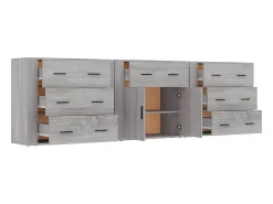 Aparadores 3 piezas madera contrachapada gris Sonoma ES51302