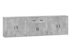 Aparadores 3 piezas madera contrachapada gris hormigón
