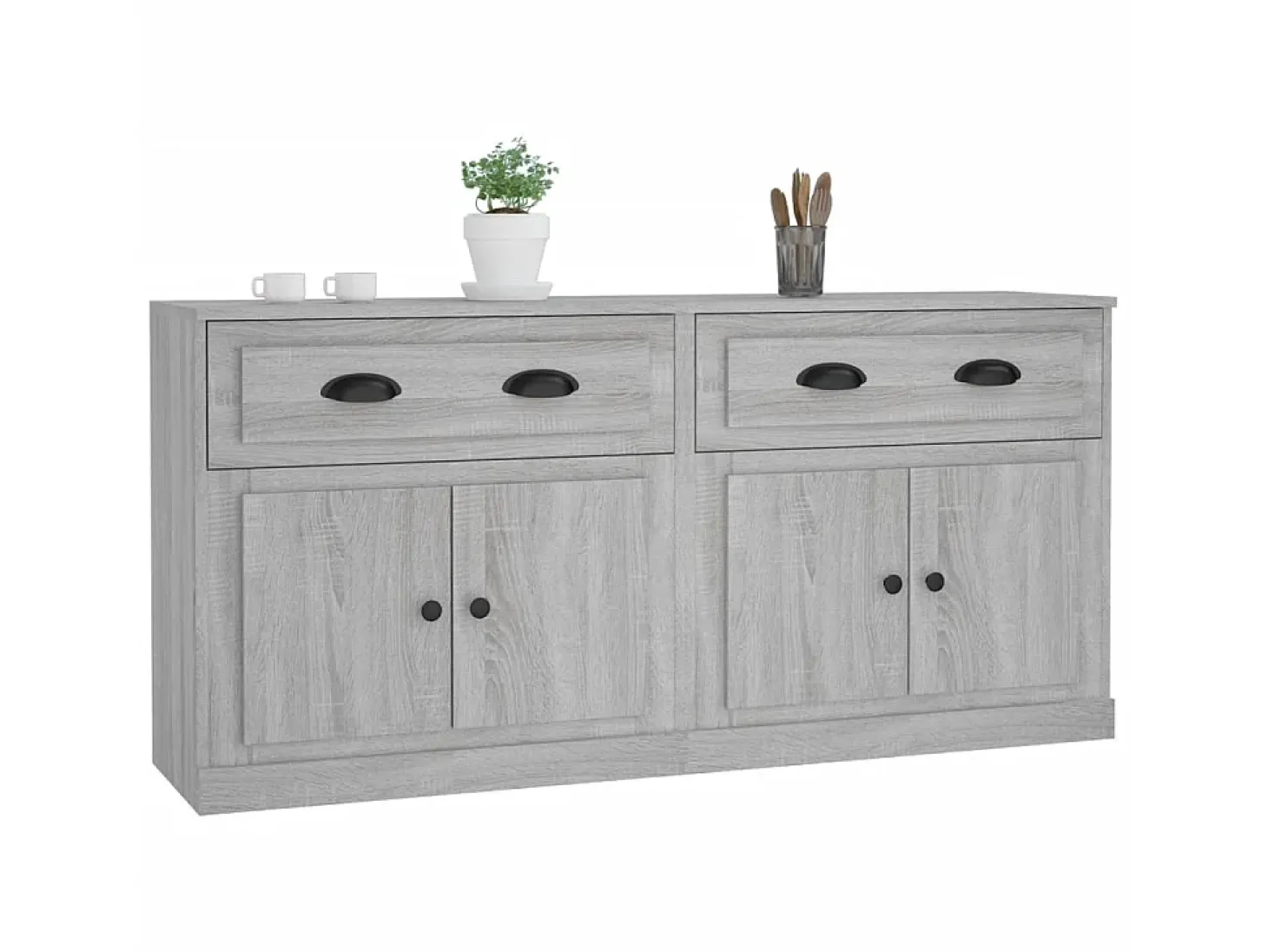 Aparadores 2 piezas madera contrachapada gris Sonoma ES78552