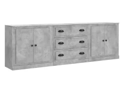 Aparadores 3 piezas madera contrachapada gris hormigón ES60176