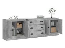 Aparadores 3 piezas madera contrachapada gris hormigón ES60176