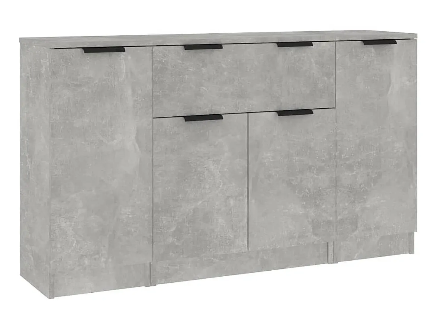 Aparadores 3 piezas madera contrachapada gris cemento ES56540