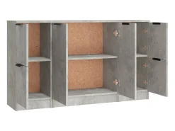 Aparadores 3 piezas madera contrachapada gris cemento
