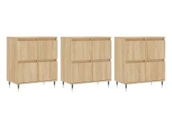 Aparadores 3 piezas madera contrachapada color roble sonoma
