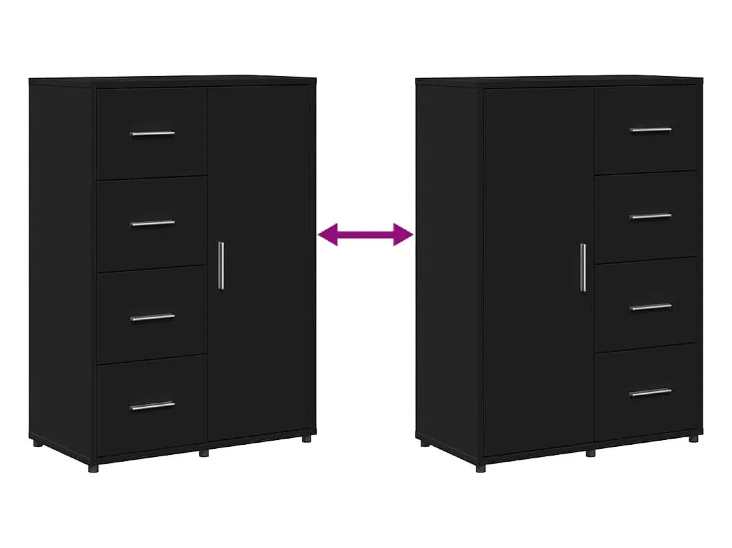 Aparadores 2 piezas negro 60x31x84 cm madera de ingeniería