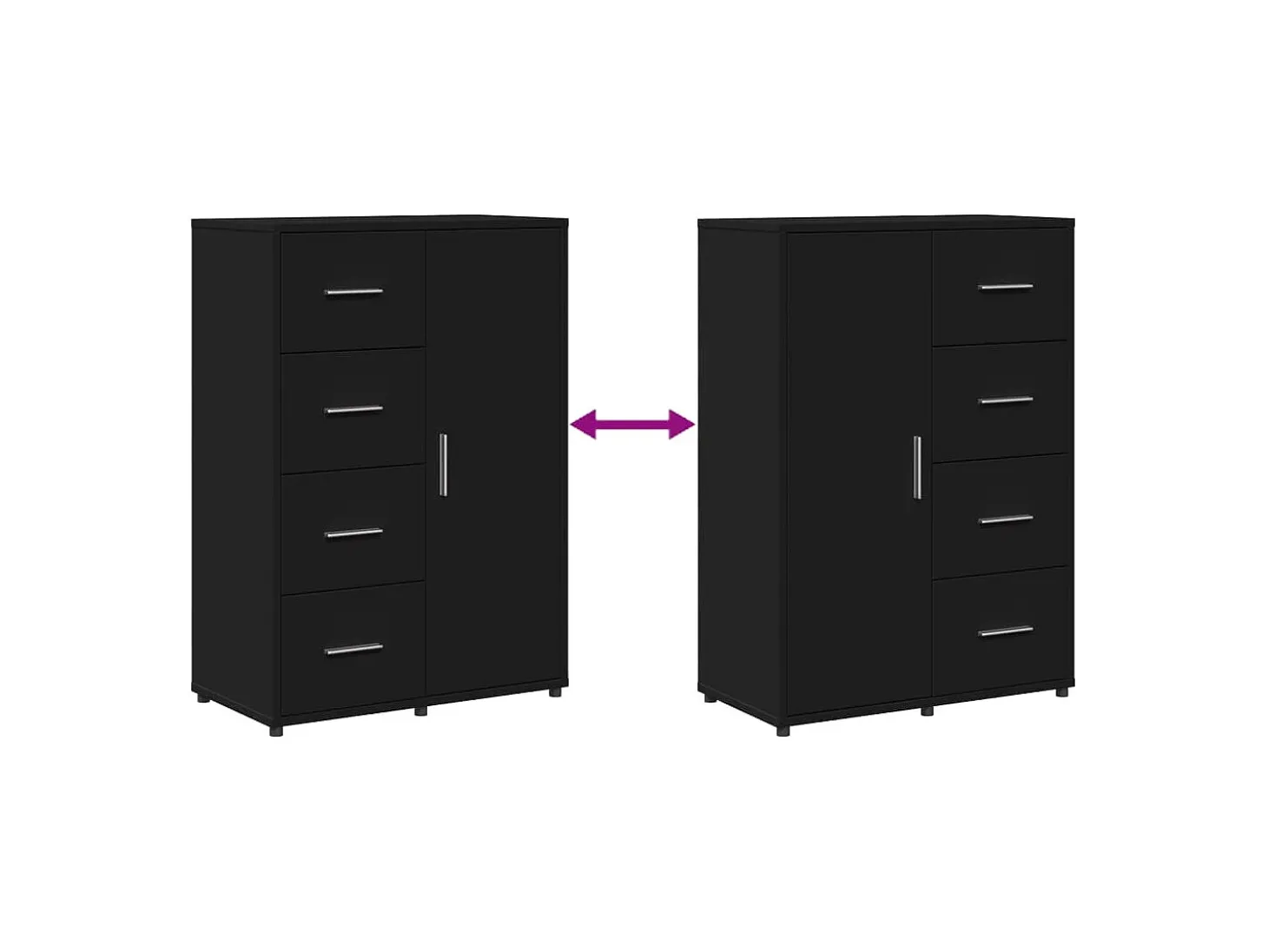 Aparadores 2 piezas negro 60x31x84 cm madera de ingeniería