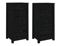 Aparadores 2 piezas negro 40x35x80 cm madera maciza de pino