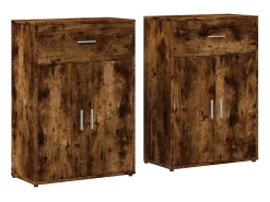 Aparadores 2 piezas roble ahumado 60x30x84 cm madera de ingeniería
