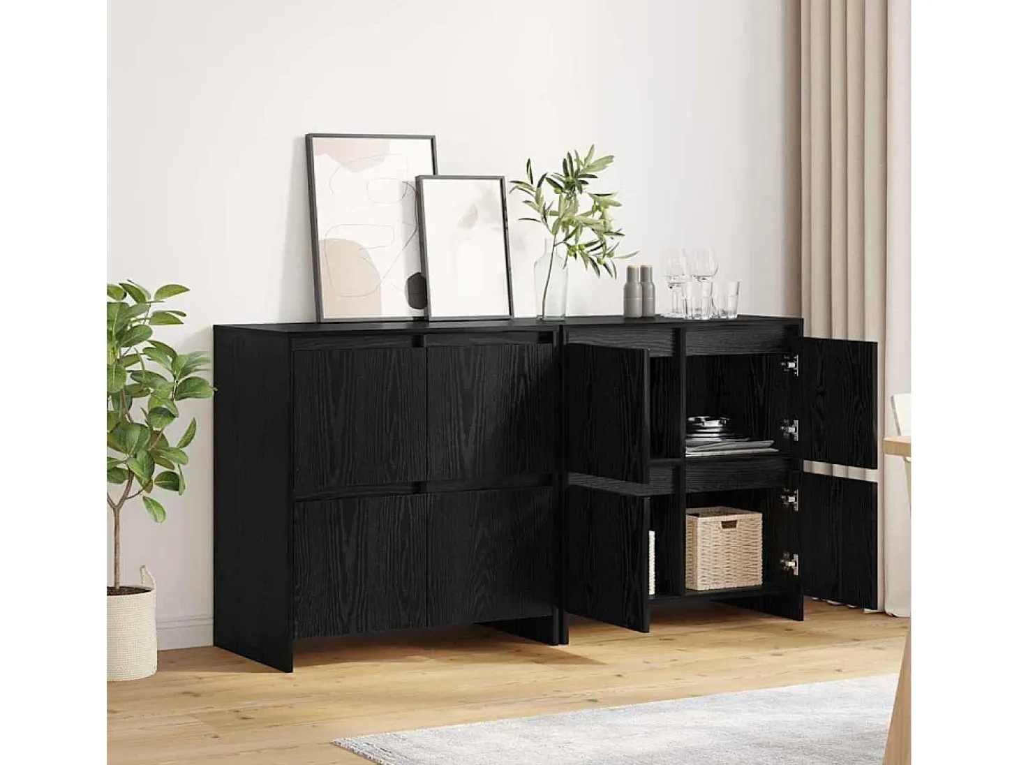 Aparadores 2 piezas Roble negro 70 x 41 x 75 cm Madera de ingeniería
