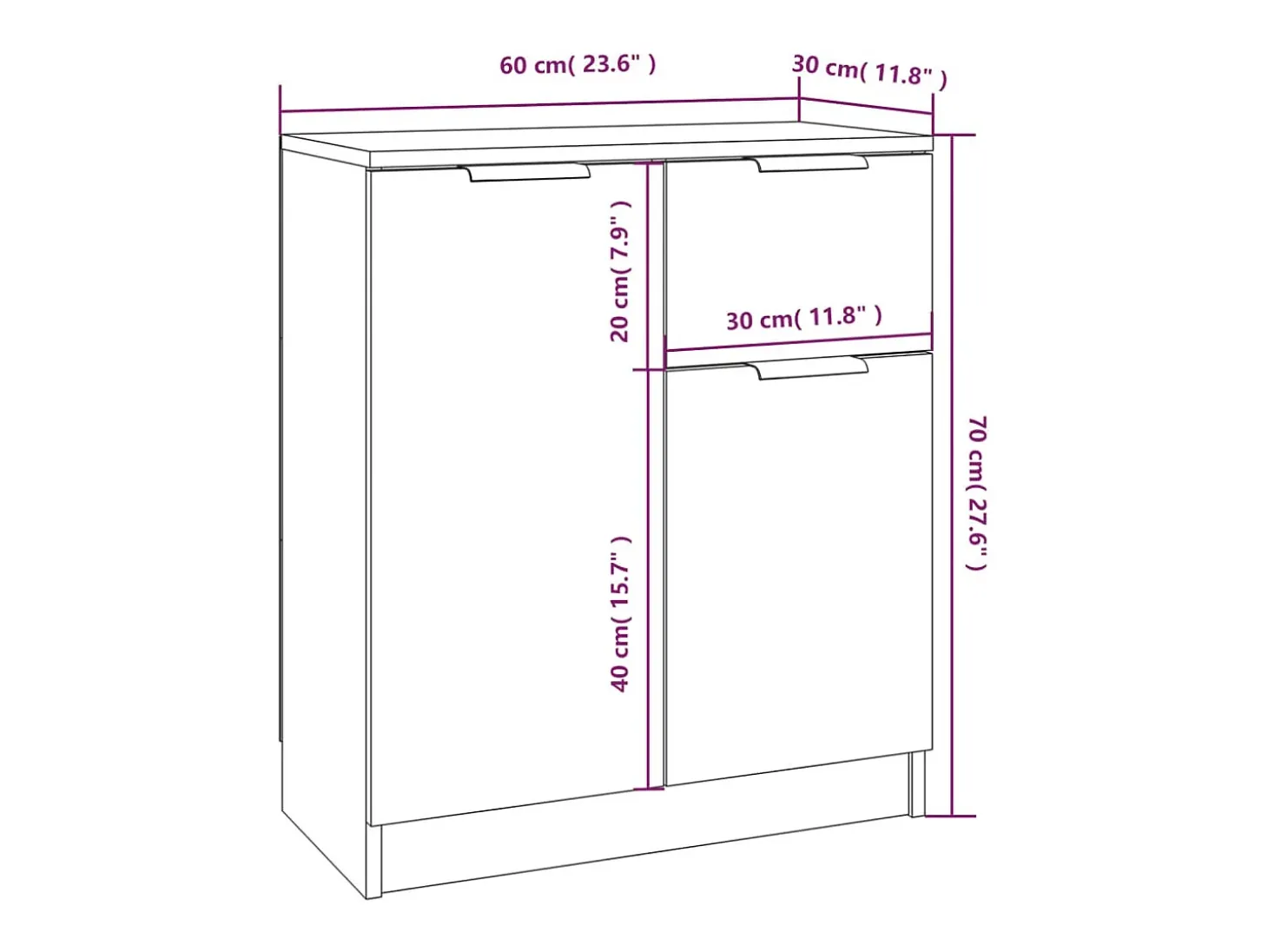 Aparadores 2 piezas Roble Sonoma 60x30x70 cm Madera de ingeniería