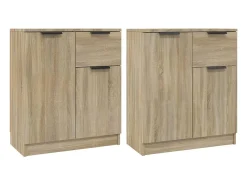 Aparadores 2 piezas Roble Sonoma 60x30x70 cm Madera de ingeniería