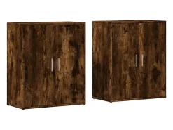 Aparadores 2 piezas roble ahumado 60x31x70 cm madera de ingeniería