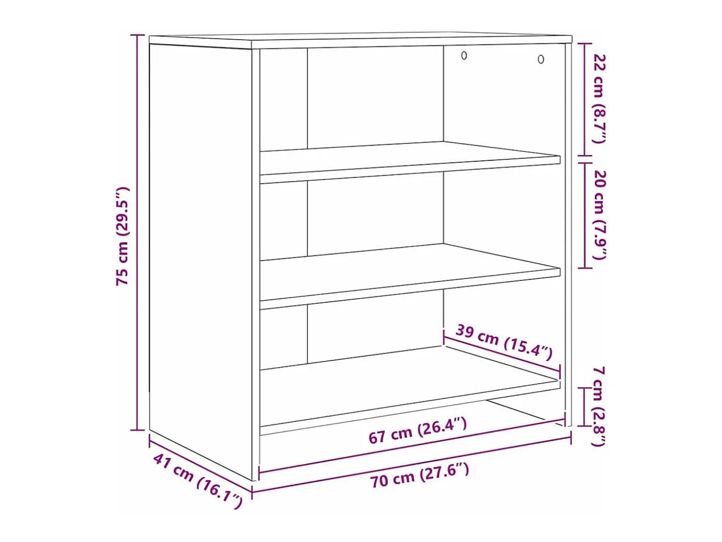 Aparadores 2 piezas roble artesanal 70 x 41 x 75 cm Madera de ingeniería