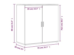 Aparadores 2 piezas roble sonoma 79x38x80 cm madera de ingeniería