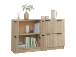 Aparadores 2 piezas Roble Sonoma 60x30x70 cm Madera de ingeniería