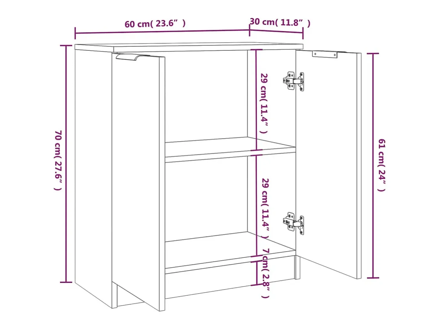 Aparadores 2 piezas Sonoma gris 60x30x70 cm Madera de ingeniería