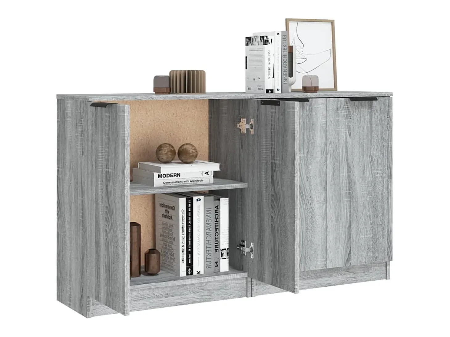 Aparadores 2 piezas Sonoma gris 60x30x70 cm Madera de ingeniería