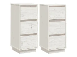 Aparadores 2 uds Blanco 32x34x75 cm Madera maciza de pino