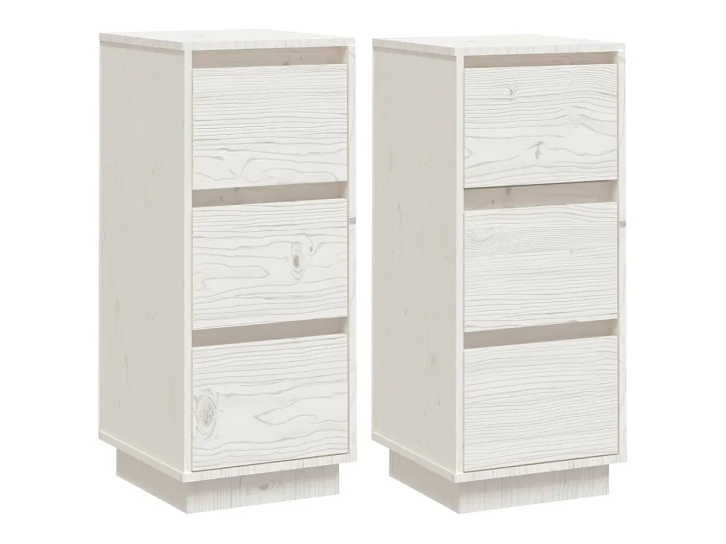 Aparadores 2 uds Blanco 32x34x75 cm Madera maciza de pino