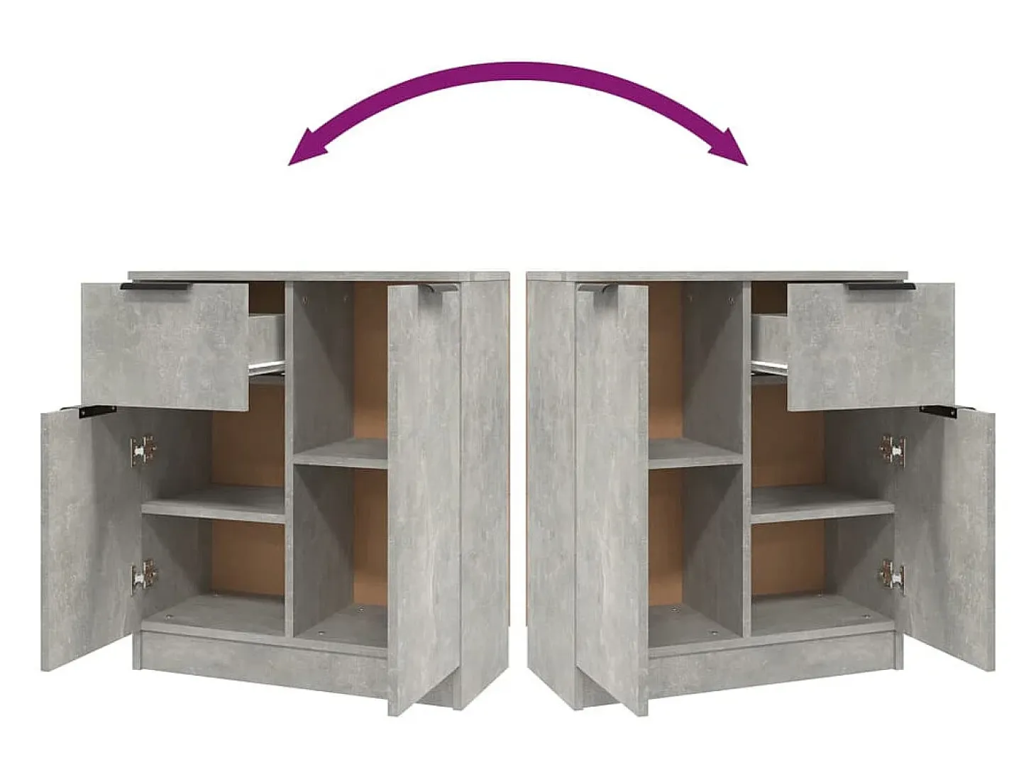 Aparadores 2 uds Gris Hormigón 60x30x70 cm Madera de ingeniería