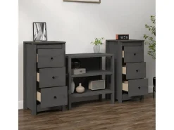 Aparadores 2 uds Gris 40x35x80 cm Madera maciza de pino