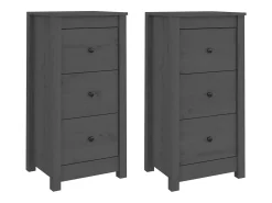 Aparadores 2 uds Gris 40x35x80 cm Madera maciza de pino