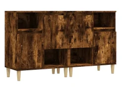 Aparadores 2 uds madera contrachapada roble ahumado 60x35x70 cm ES88874