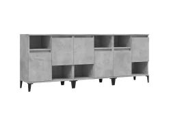 Aparadores 3 uds madera contrachapada gris hormigón 60x35x70 cm ES96767