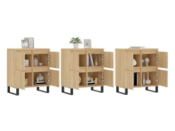 Aparadores 3 uds madera contrachapada color roble sonoma ES45793