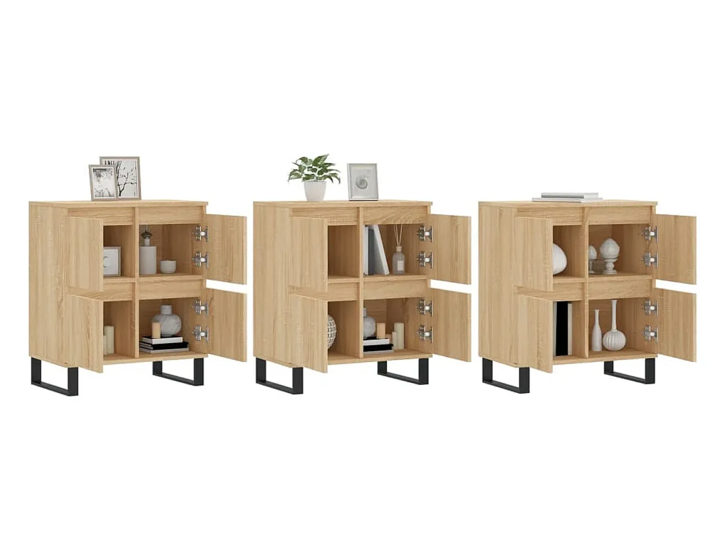 Aparadores 3 uds madera contrachapada color roble sonoma ES45793